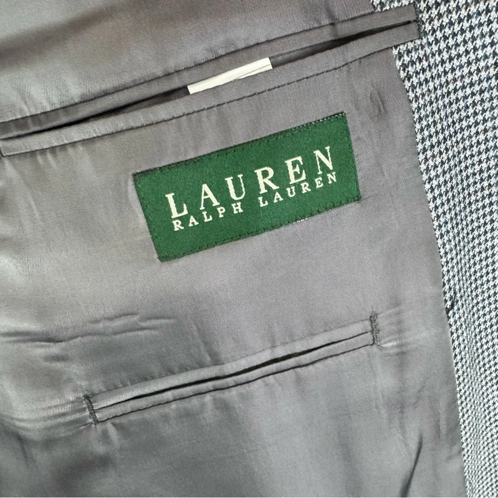 Lauren Ralph Lauren Houndstooth Blazer Mens‎ 44L Wool Silk Sport Coat